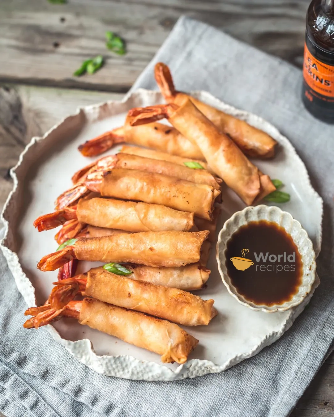 Pikantiški spring rolls suktinukai su krevetėmis ir imbieru