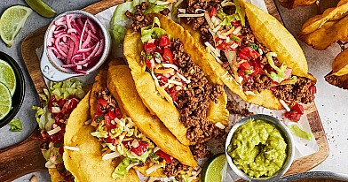 Taco su jautiena, kukurūzais ir pupelėmis