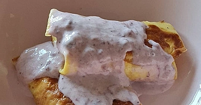 Lietiniai blynai su varške (tešla su grietinėle)