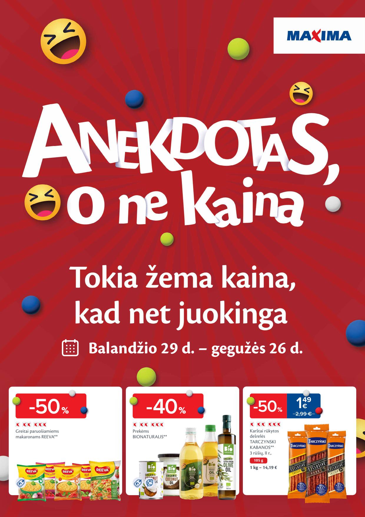 MAXIMA akcijų leidinys "Anekdotas, o ne kaina" galioja 2025.04.29 - 2025.05.26
