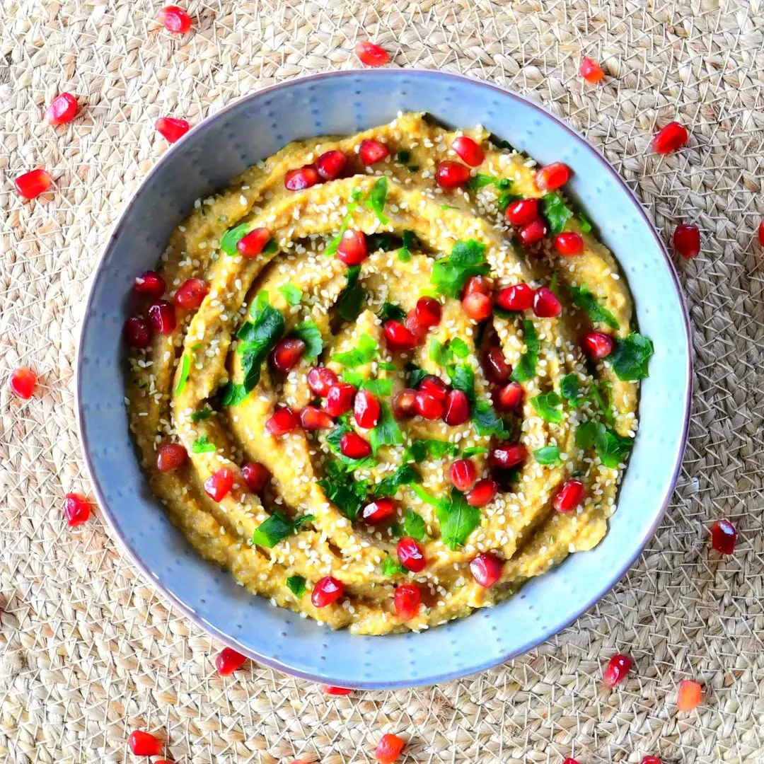 Baklažanų užtepėlė baba ganoush su tahini sezamų pasta