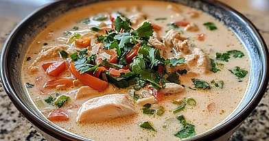 Tom kha gai tailandieška sriuba su vištiena ir daržovėmis