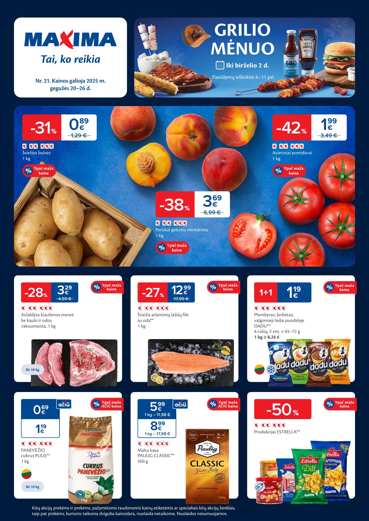 MAXIMA akcijų ir nuolaidų leidinys Nr.21 2025.05.20 - 2025.05.26