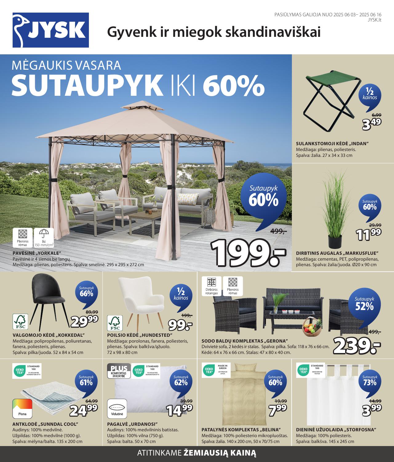 JYSK akcijų ir nuolaidų leidinys 2025-06-03 - 2025-06-09