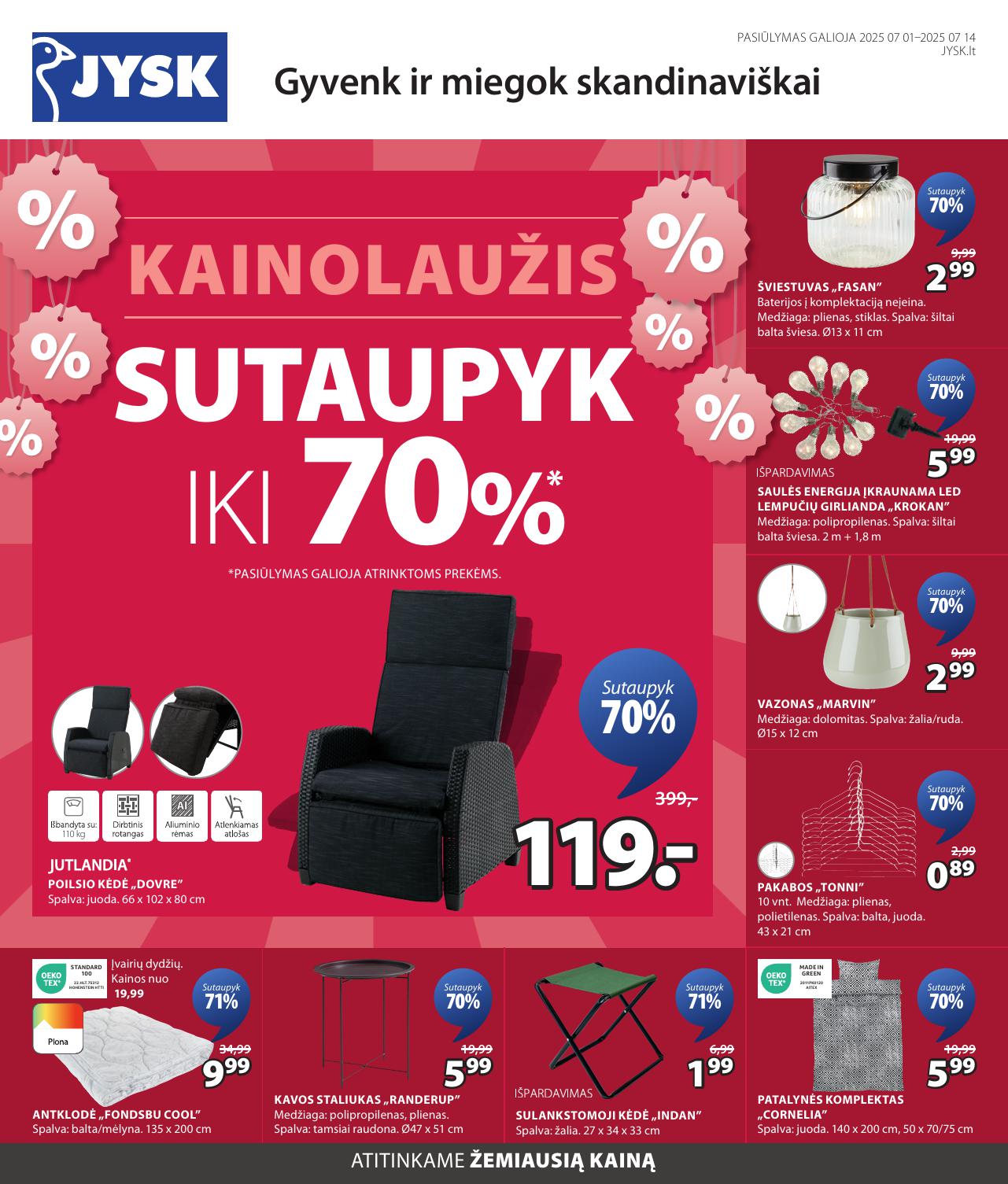 JYSK akcijų ir nuolaidų leidinys 2025-07-08 - 2025-07-14